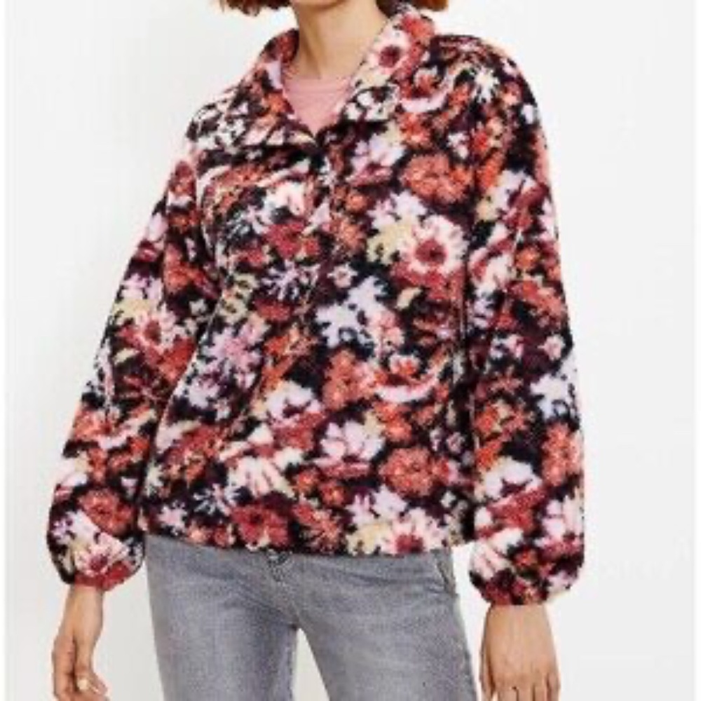 LOFT fleece floral jacket